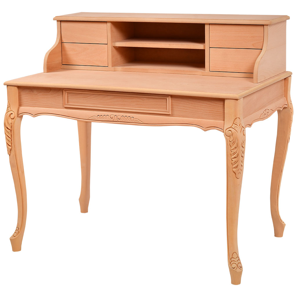 Bureau en bois avec sculpture