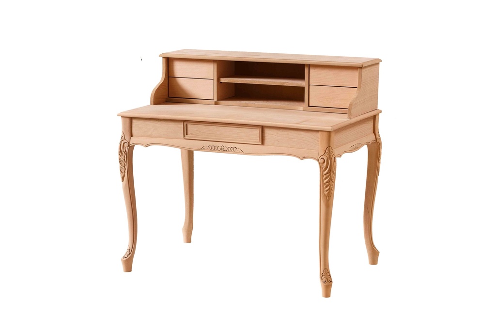 Holzbüro mit Skulptur