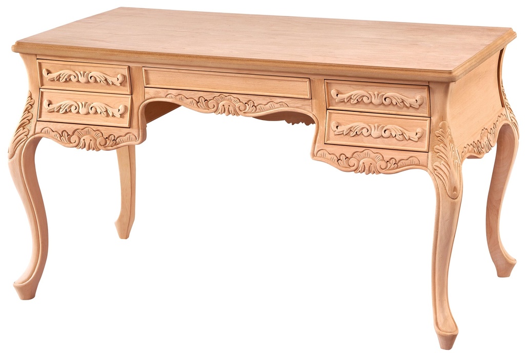 Bureau en bois avec sculpture