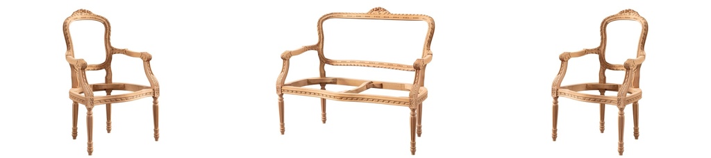 Holz Sofa Skelett mit Skulptur