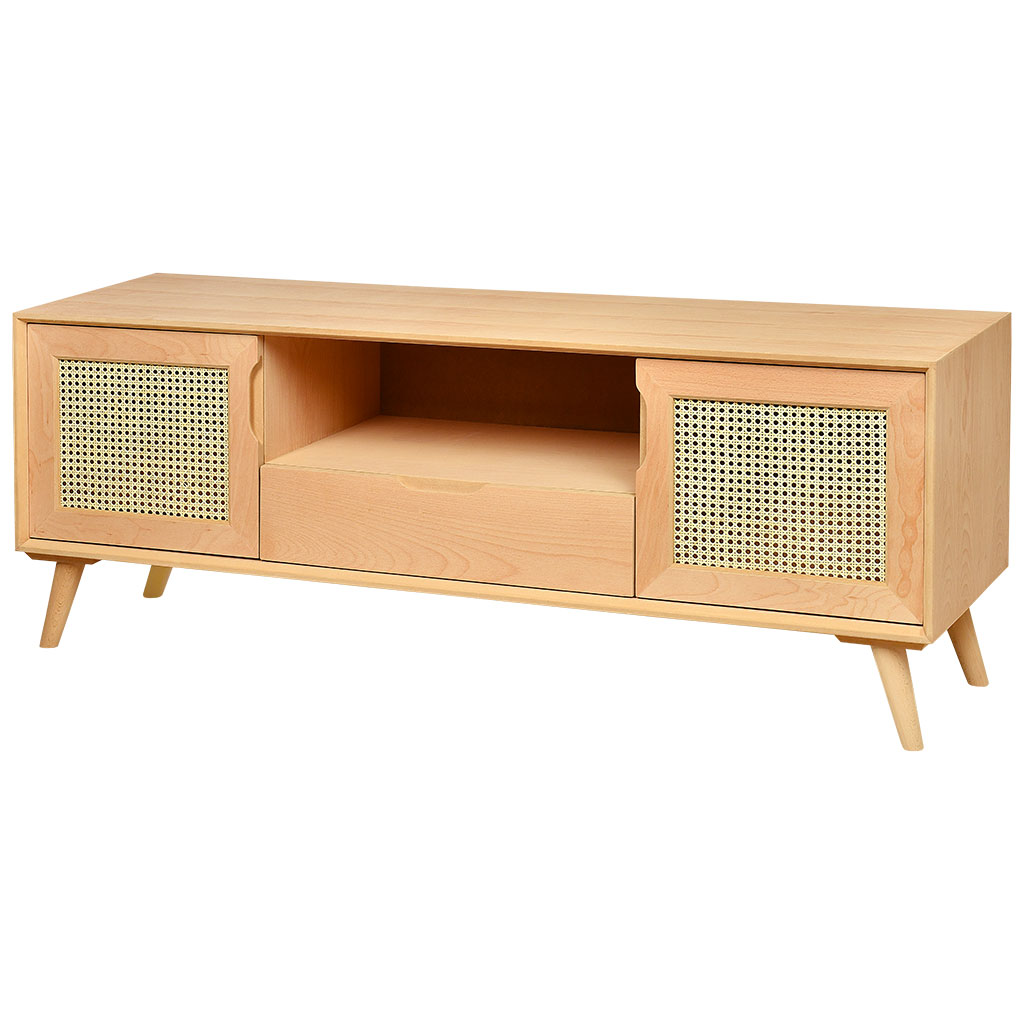 Holz und MDF TV Kommode mit Rattan