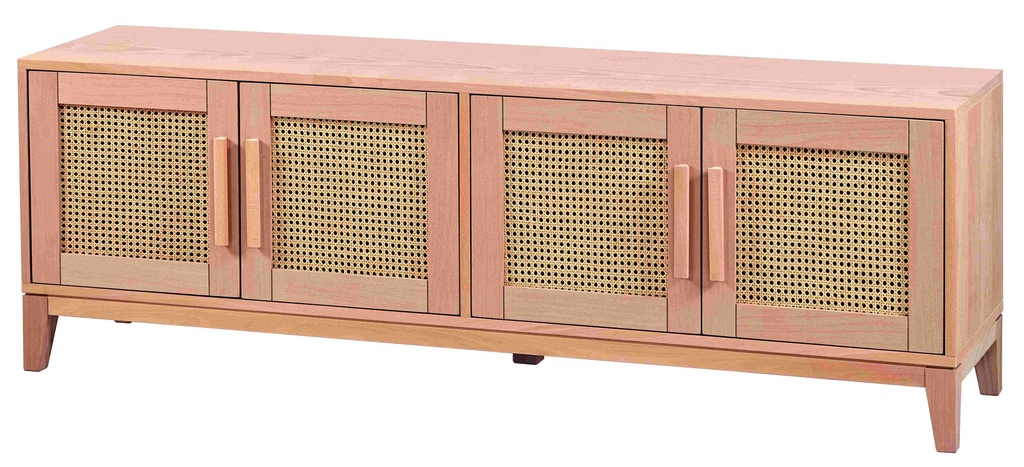 The chest of wooden TV with rattan