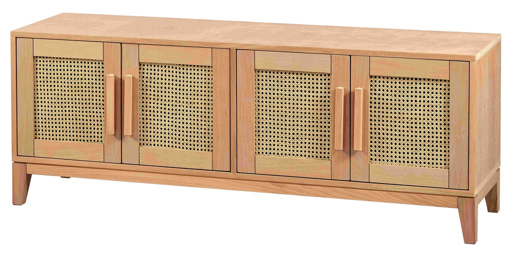 The chest of wooden TV with rattan