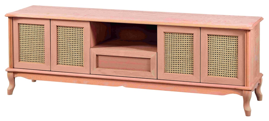 The chest of wooden TV with rattan