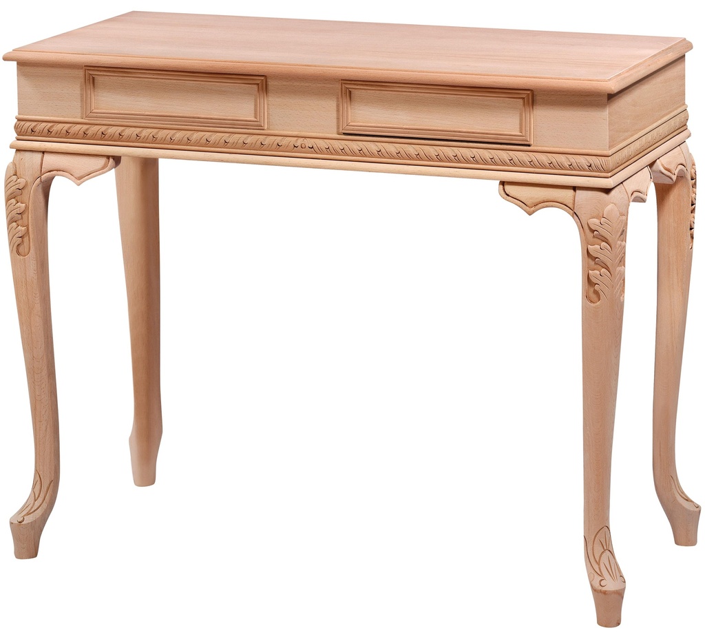 Wooden console with sculpture