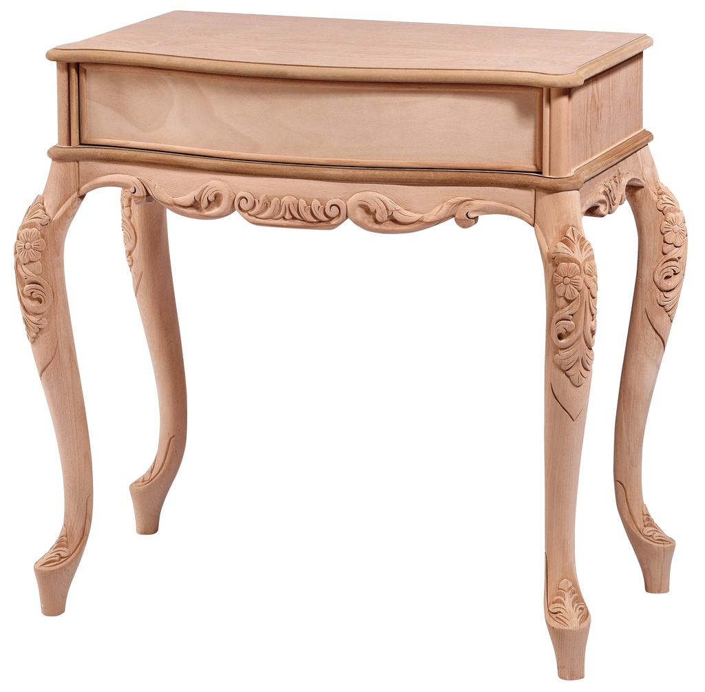 Wooden console with sculpture