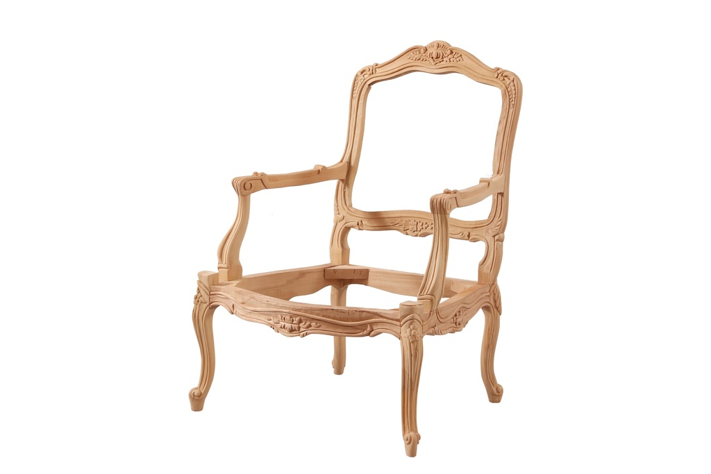 Fauteuil squelette en bois avec sculpture