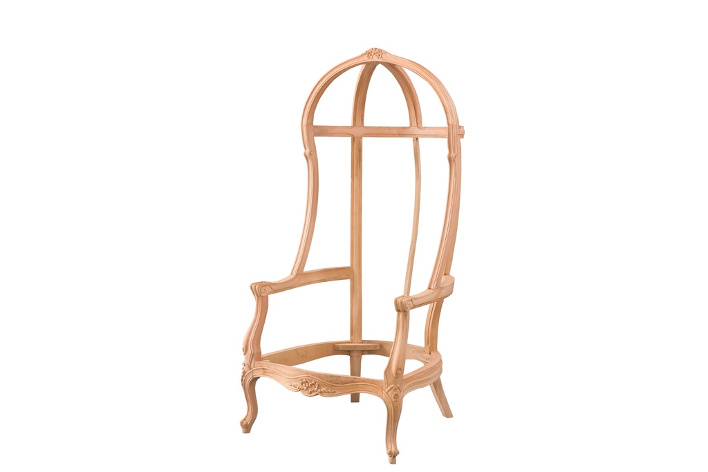 Skeleton wooden armchair with sculpture