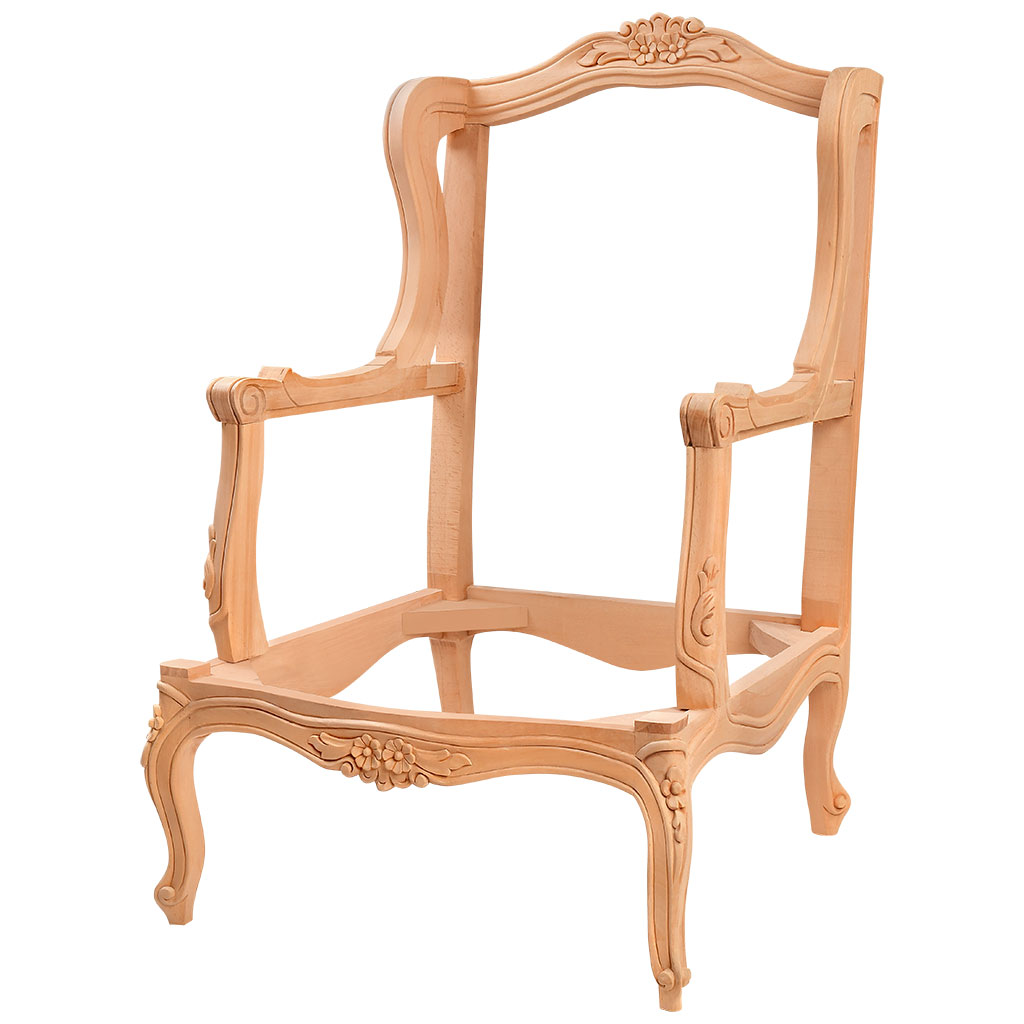 Fauteuil squelette en bois avec sculpture