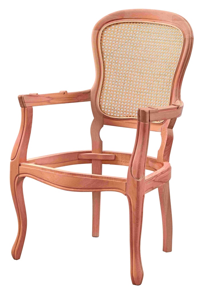 Fauteuil squelette en bois avec rotin