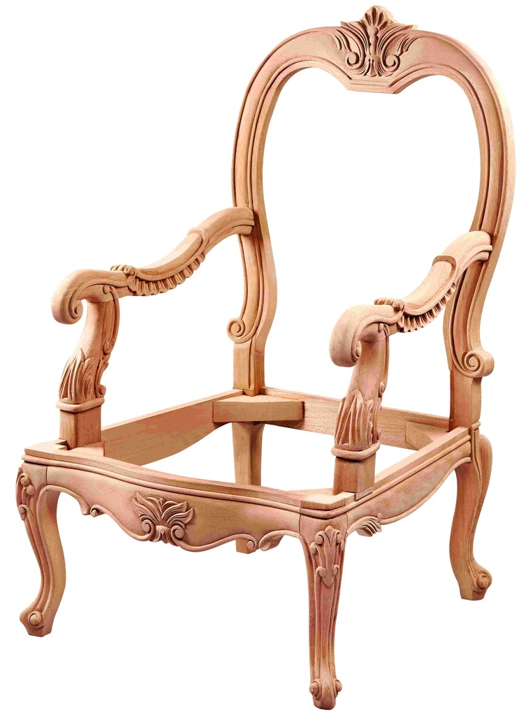 Fauteuil squelette en bois avec sculpture