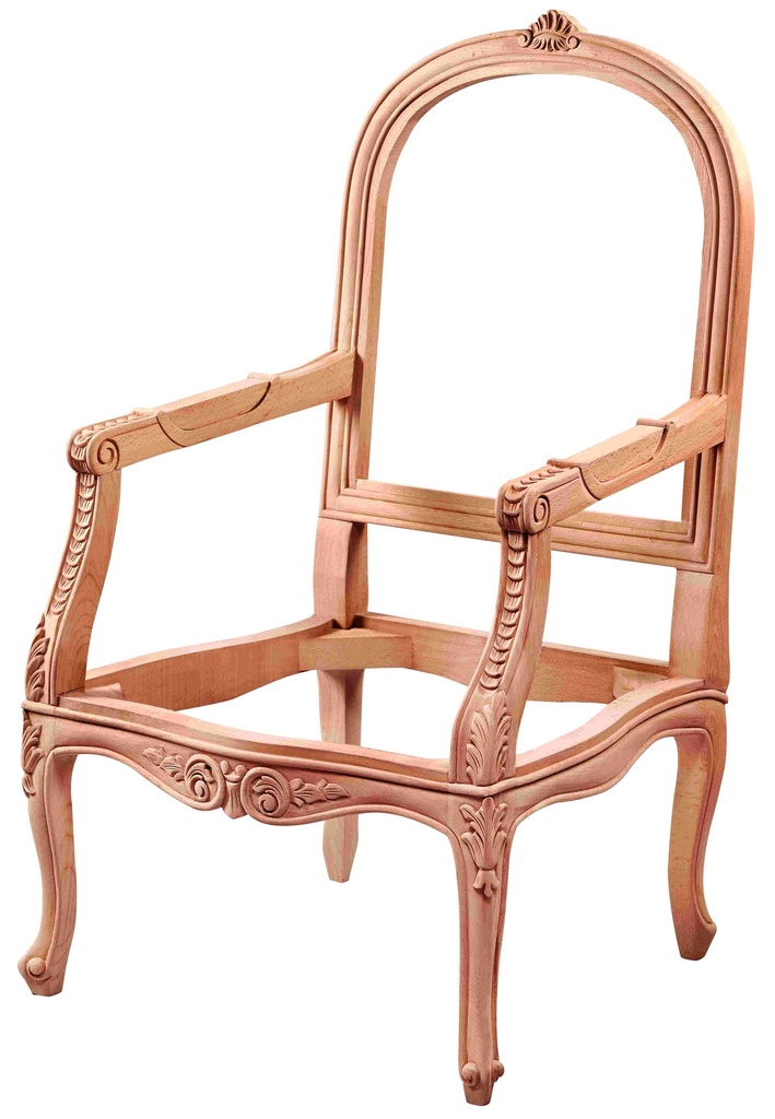 Fauteuil squelette en bois avec sculpture