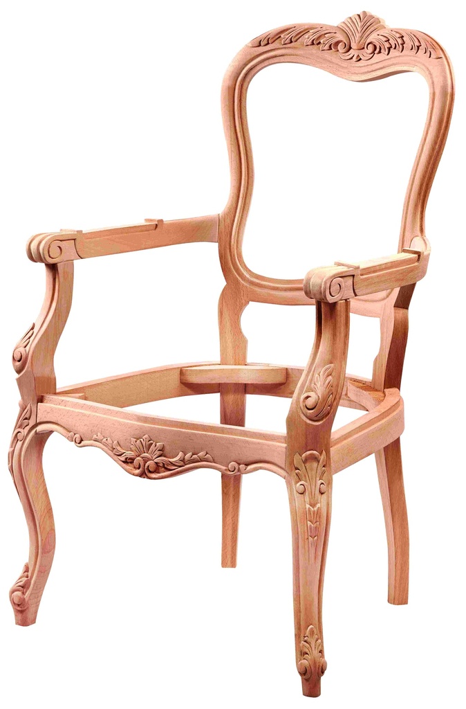 Fauteuil squelette en bois avec sculpture