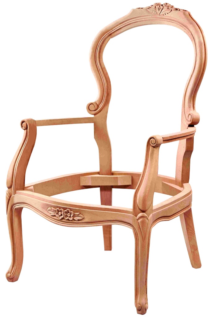 Fauteuil squelette en bois avec sculpture