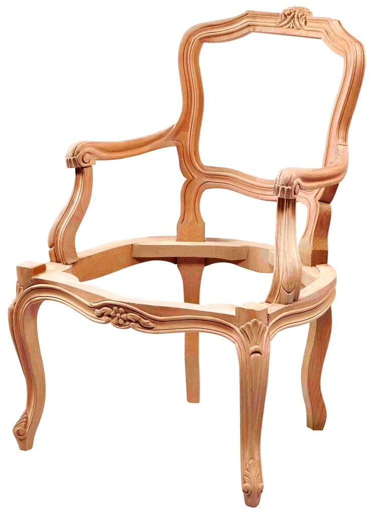 Fauteuil squelette en bois avec sculpture