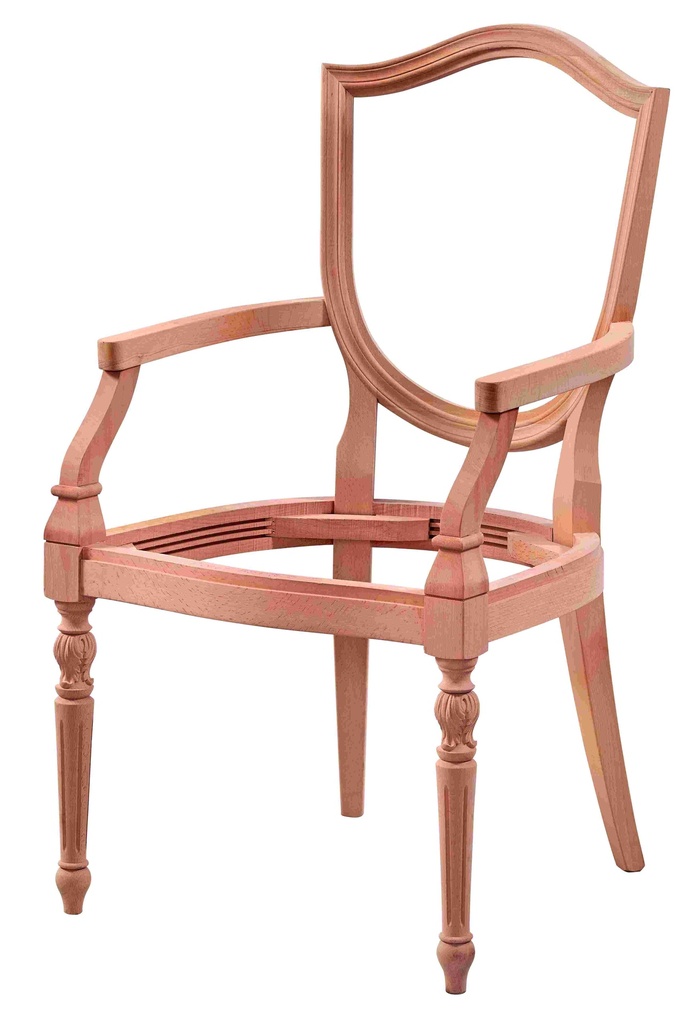 Fauteuil squelette en bois avec sculpture