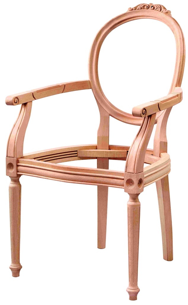 Fauteuil squelette en bois avec sculpture