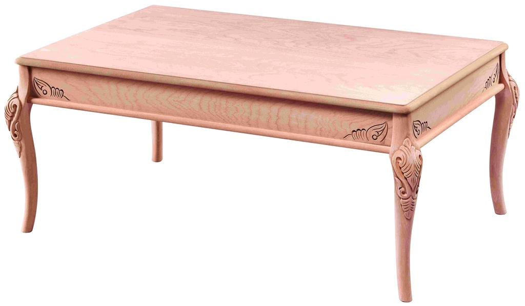 La table basse rectangulaire en bois avec sculpture