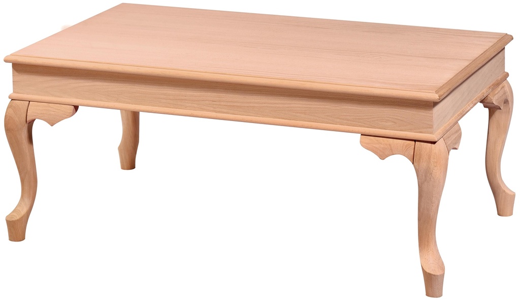 The wooden rectangular coffee table