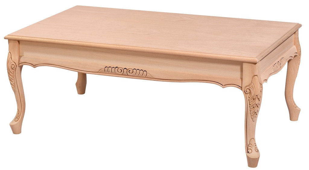 Rechteckiger Couchtisch aus Holz mit Skulptur