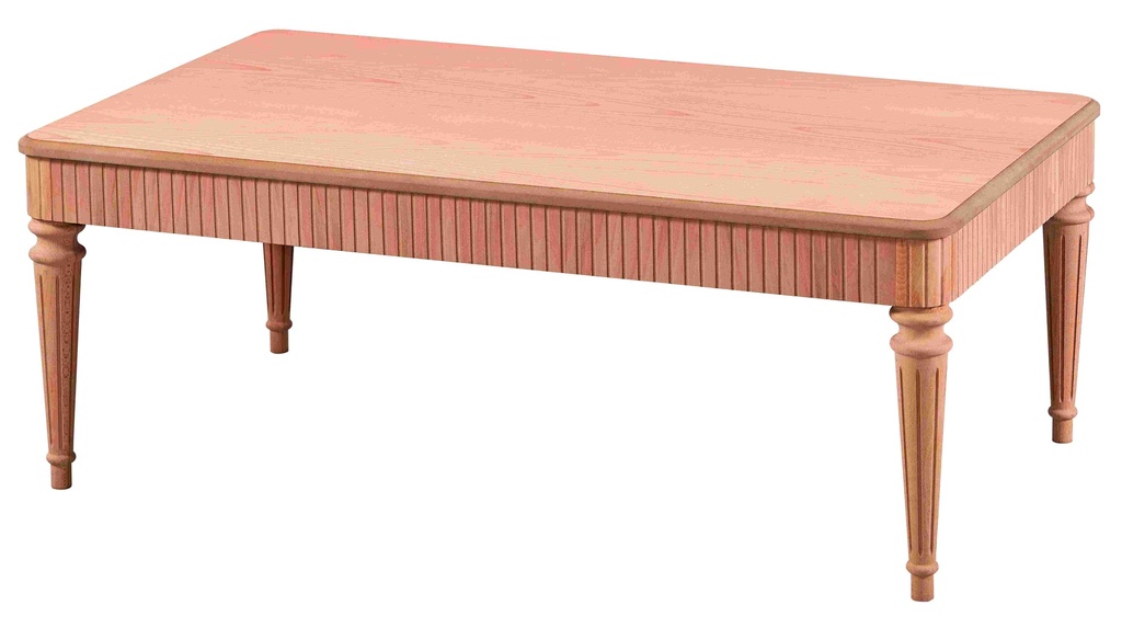 The wooden rectangular coffee table