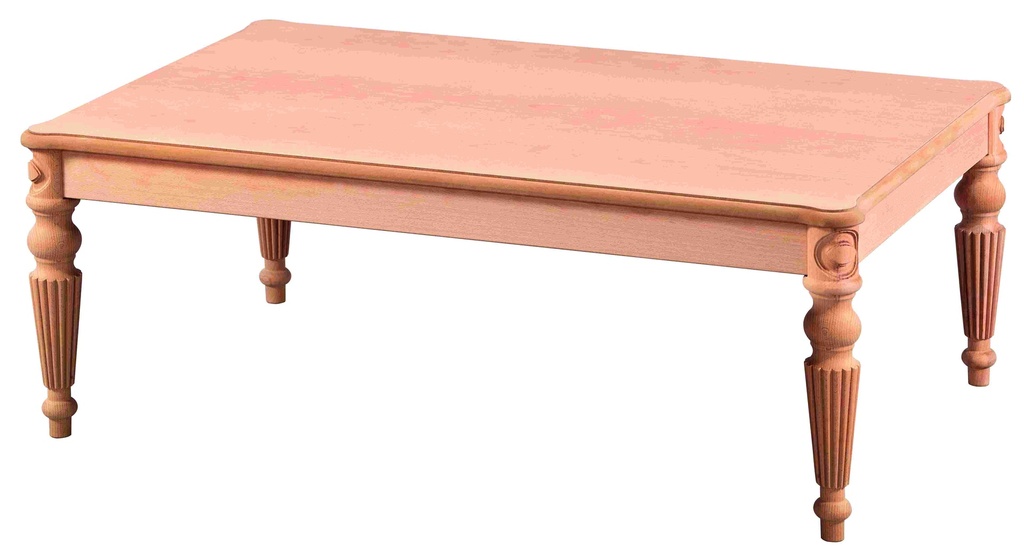 The wooden rectangular coffee table