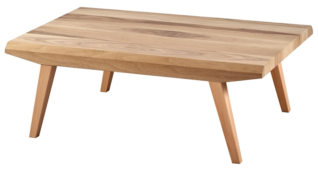 Table basse en bois lectangulaire avec placage en noyer