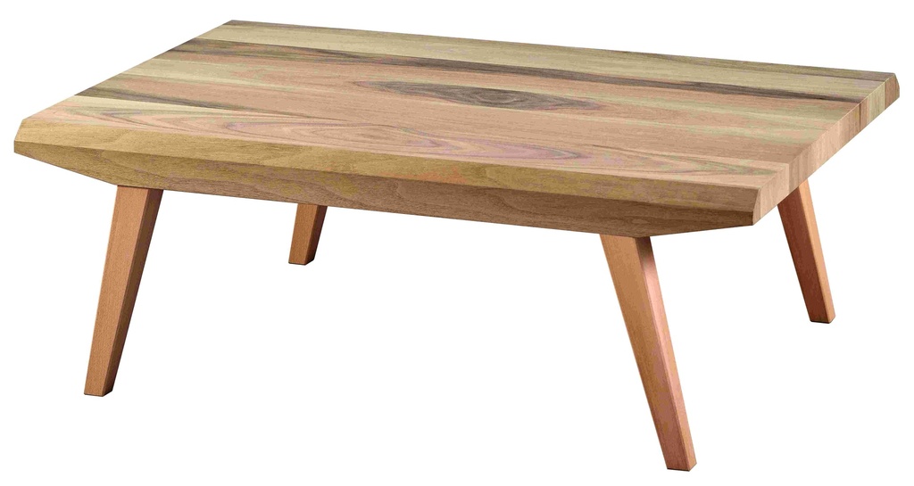 Table basse en bois lectangulaire avec placage en noyer