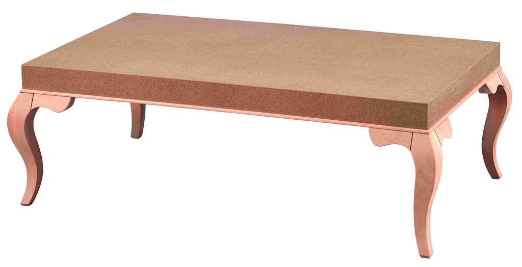 The wooden rectangular coffee table and MDF