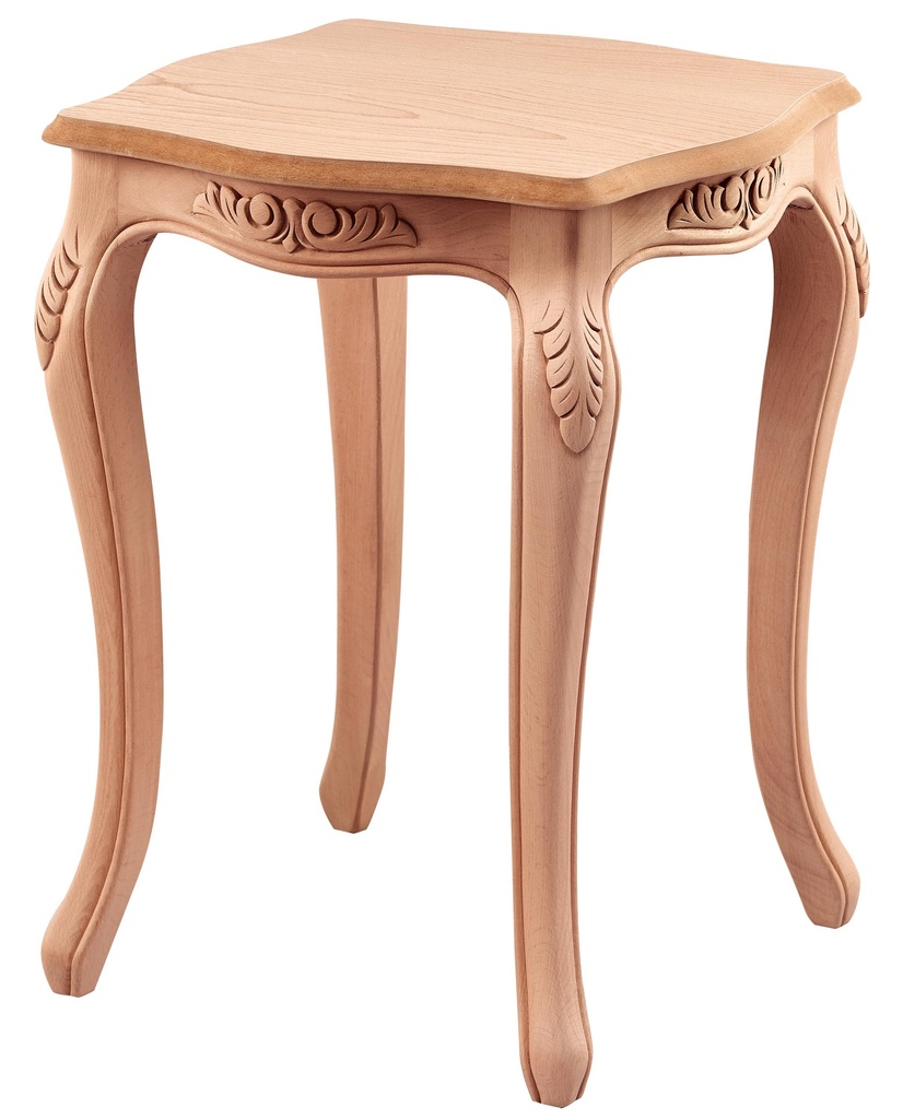 Table en bois carré avec sculpture