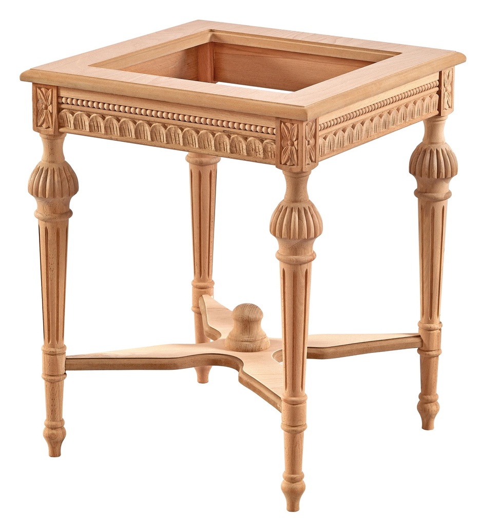 Table en bois carré avec sculpture