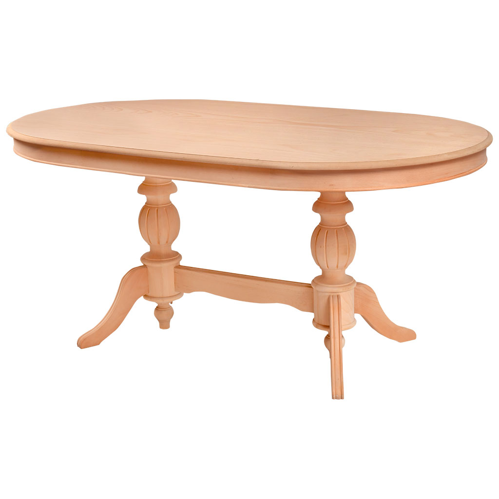 Fixed wooden oval table