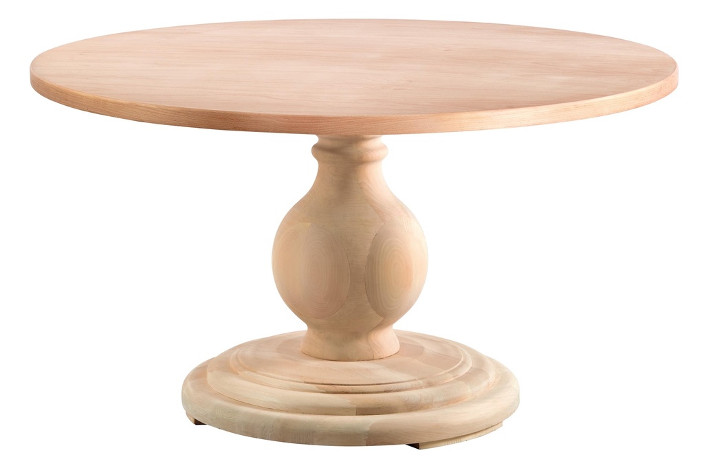 The fixed round table of wood