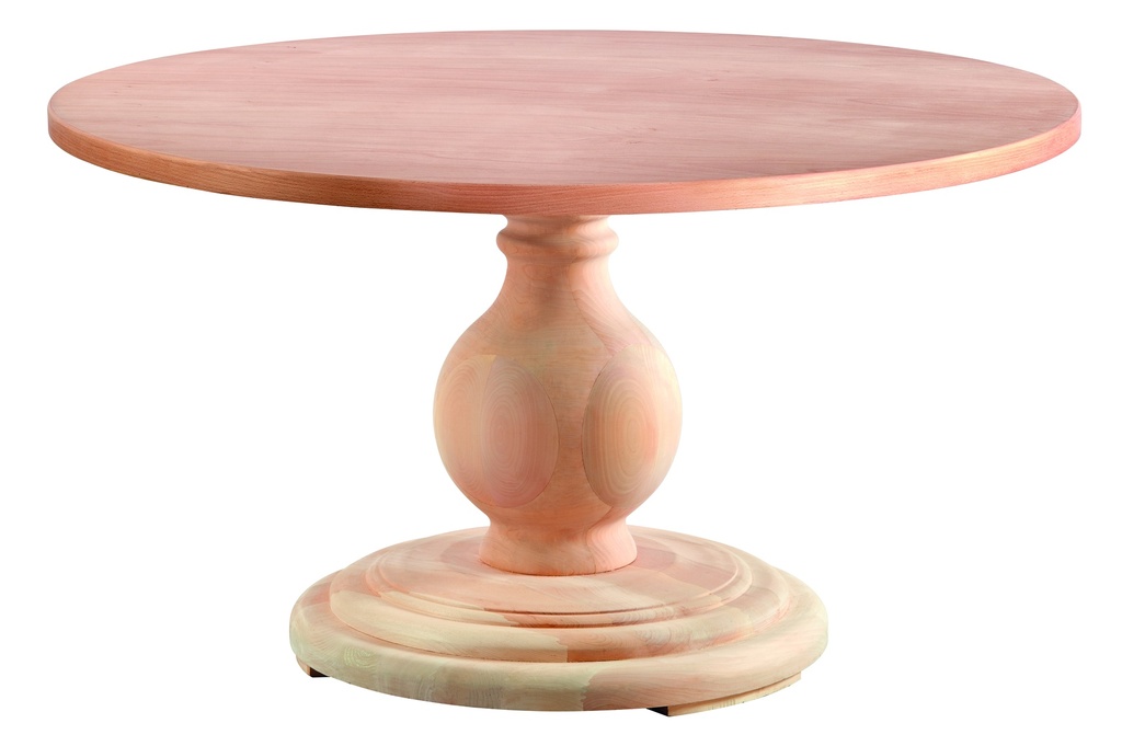 The fixed round table of wood