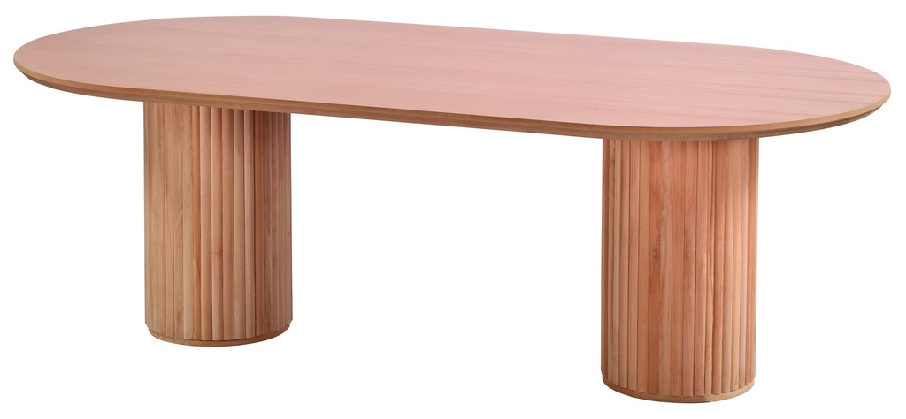 Fixed wooden oval table