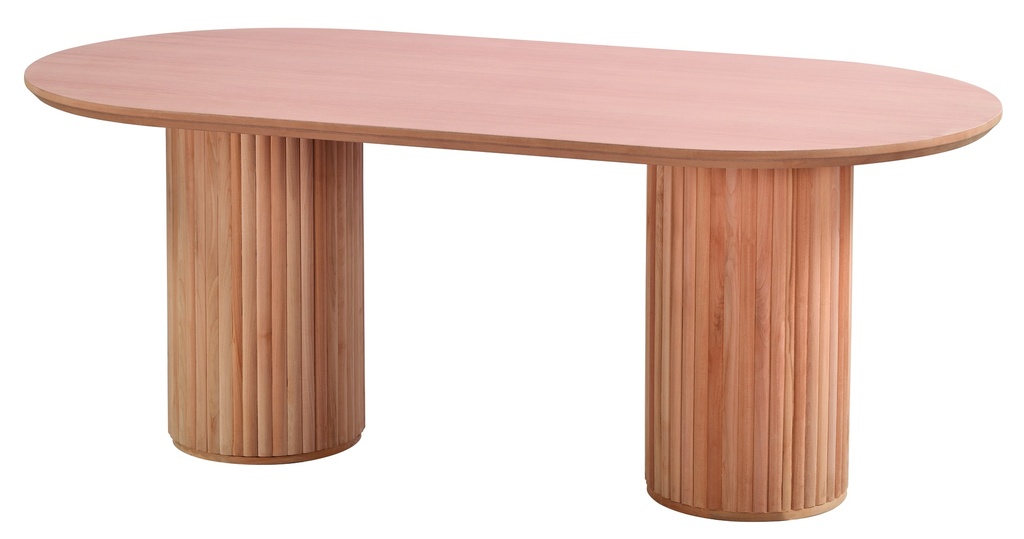 Fixed wooden oval table