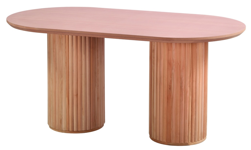 Fixed wooden oval table