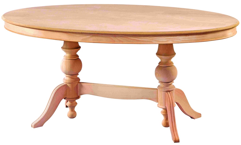 Fixed wooden oval table