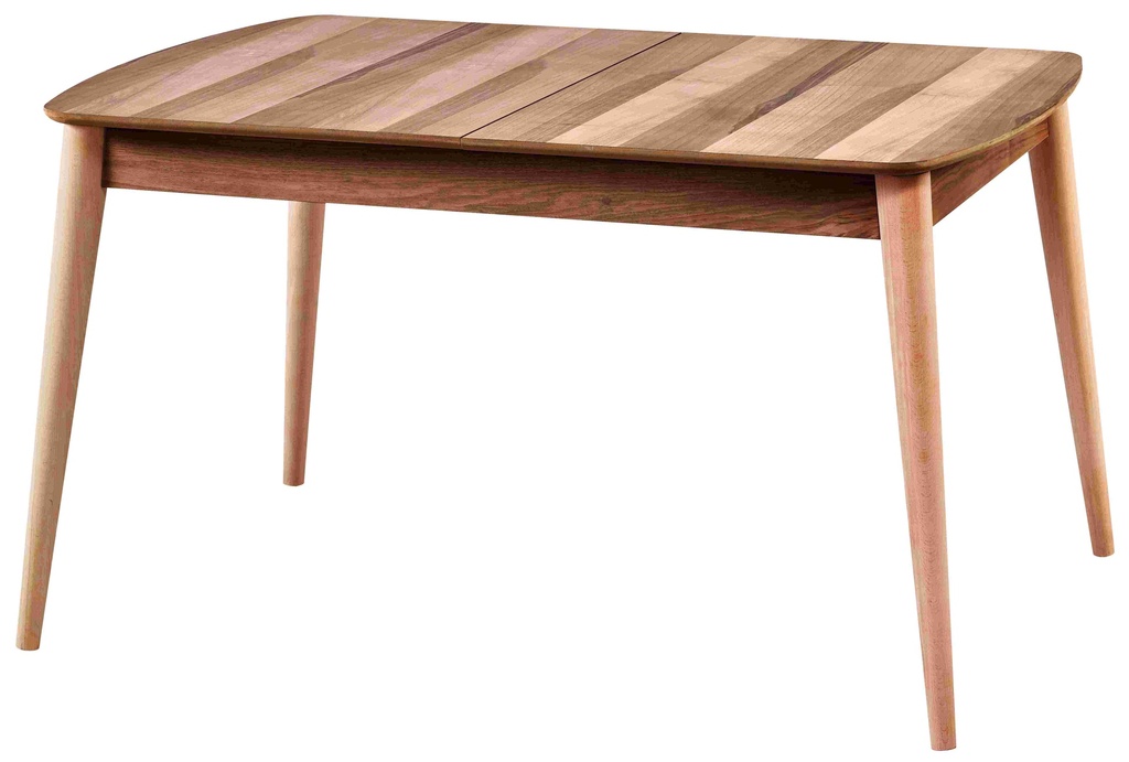 Extensible wooden meal with walnut veneer