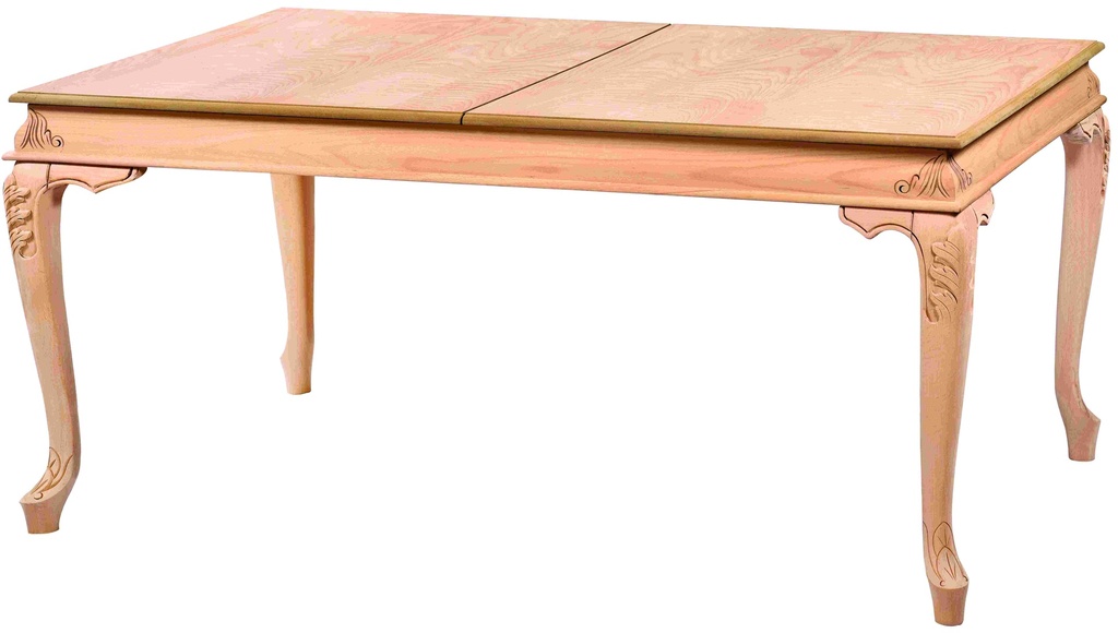 Ausziehbarer rechteckiger Tisch aus Holz mit Skulptur