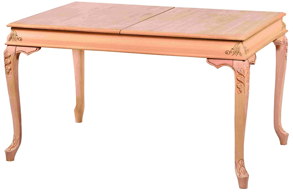 Ausziehbarer rechteckiger Tisch aus Holz mit Skulptur