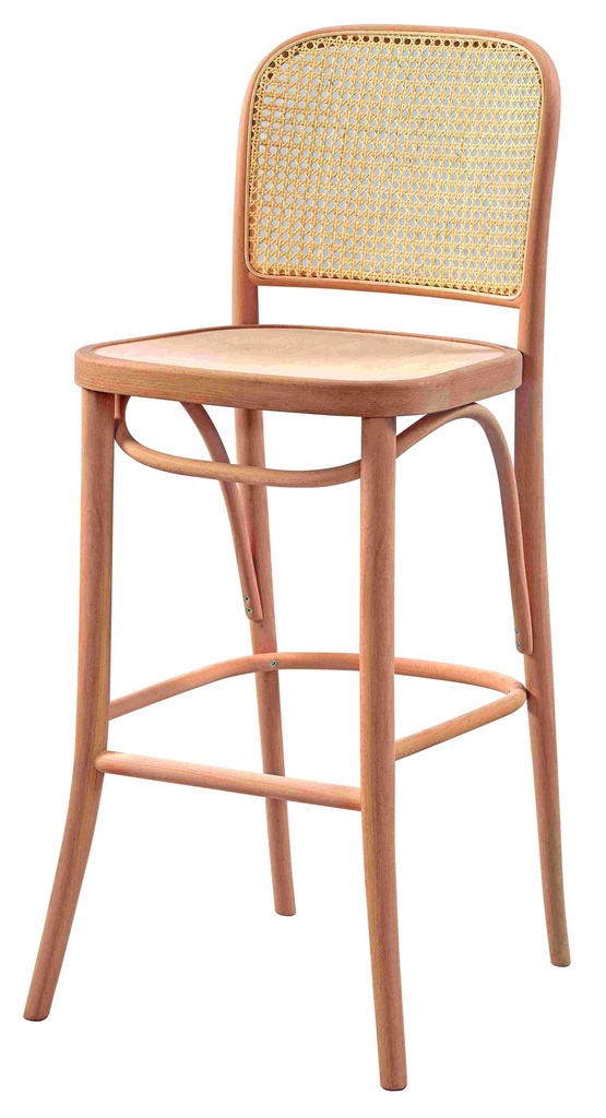 Bar à chaise en bois squelette avec rotin