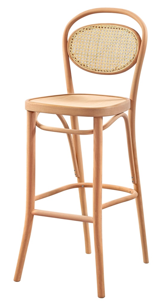 Bar à chaise en bois squelette avec rotin