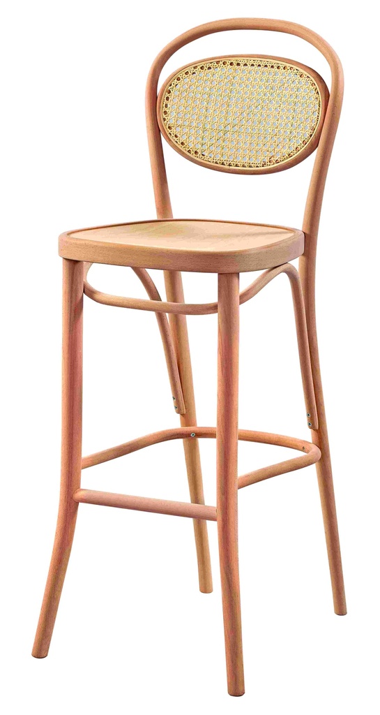 Bar à chaise en bois squelette avec rotin