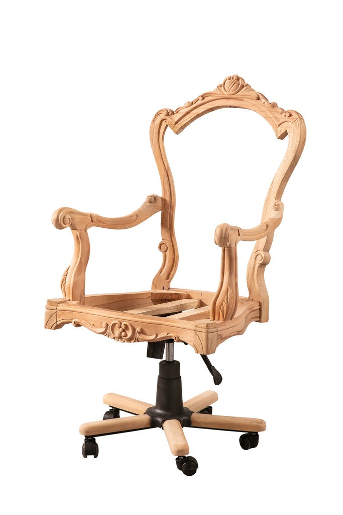Chaise de bureau en bois squelette avec sculpture
