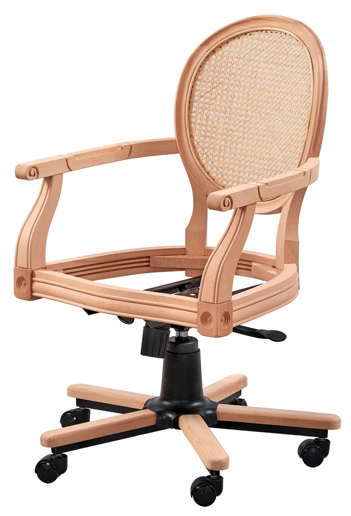 Bürostuhl Skelett aus Holz mit Rattan