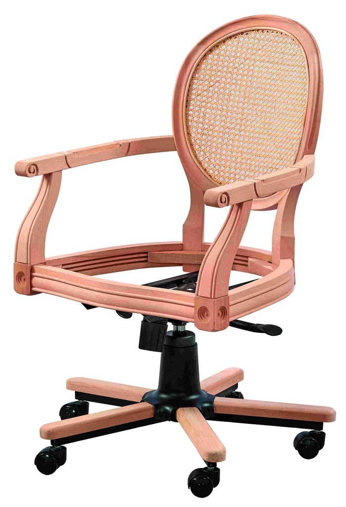 Skeleton Wooden desk chair with rattan