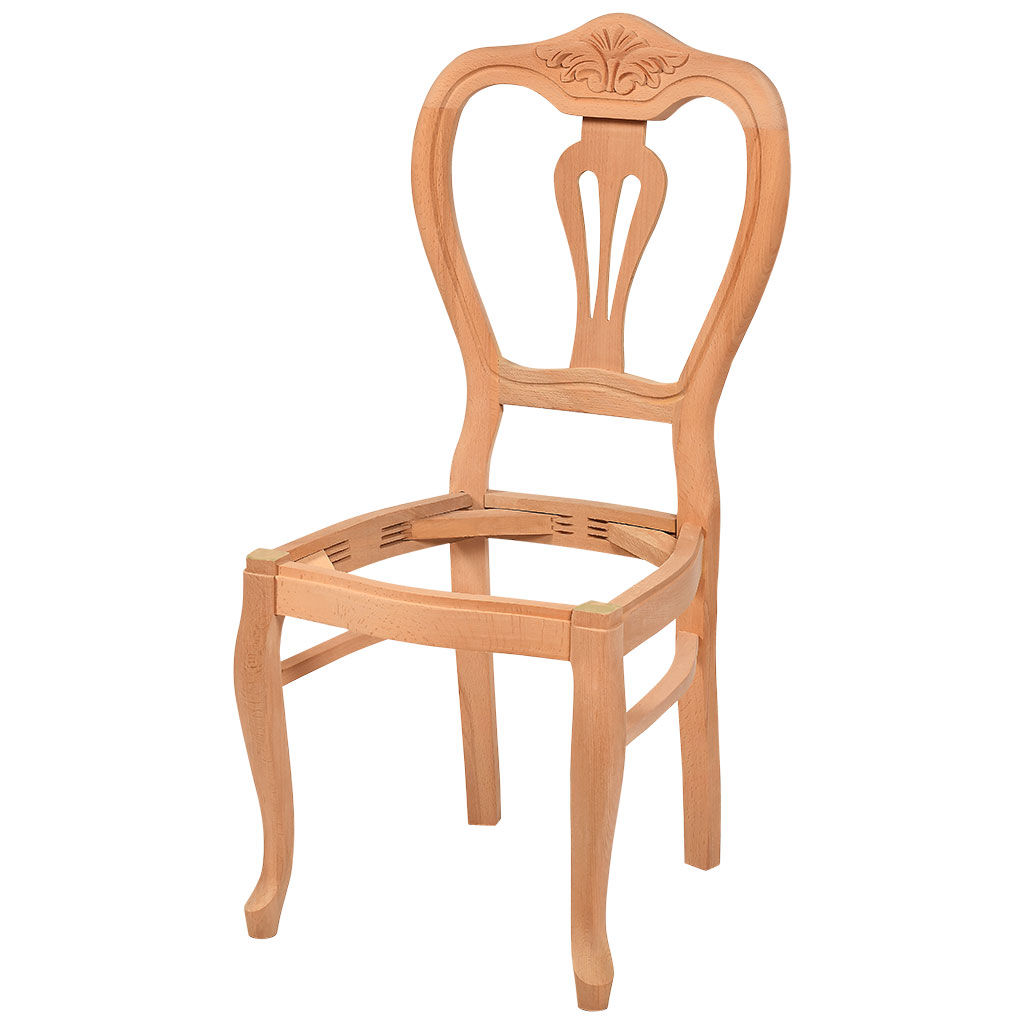 Chaise en bois squelette avec sculpture
