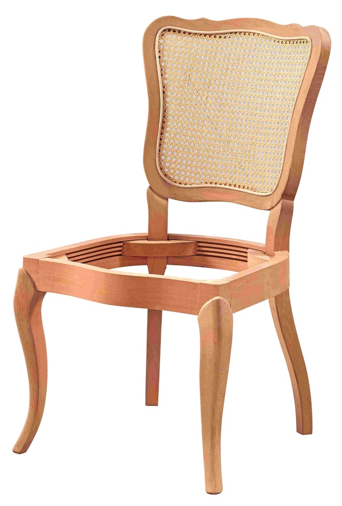 Chaise en bois squelette avec rotin