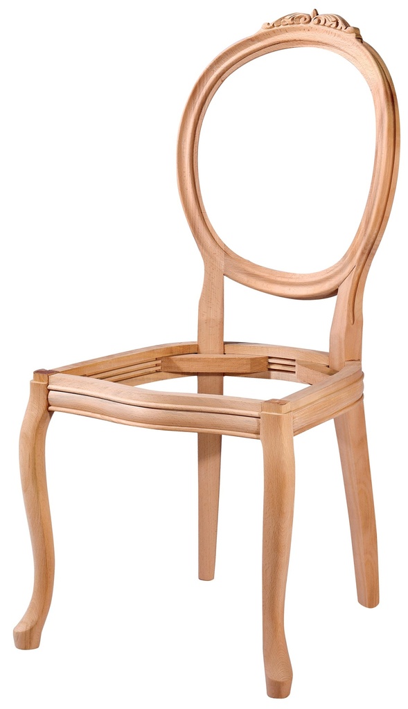 Chaise en bois squelette avec sculpture